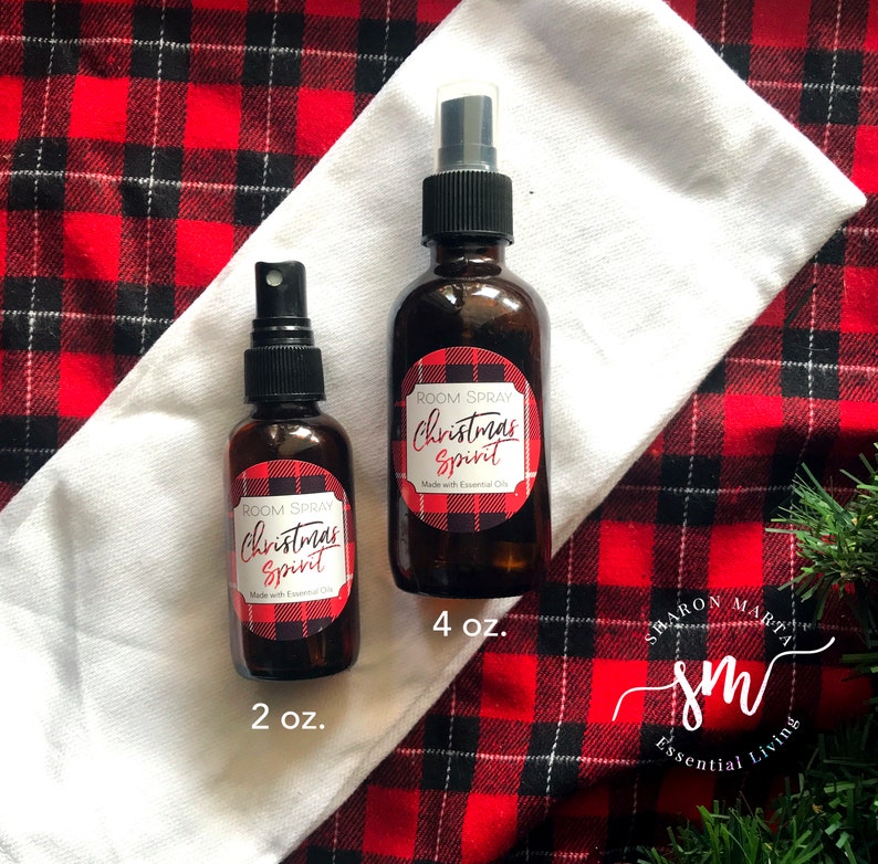 printable christmas room spray label in plaid christmas etsy