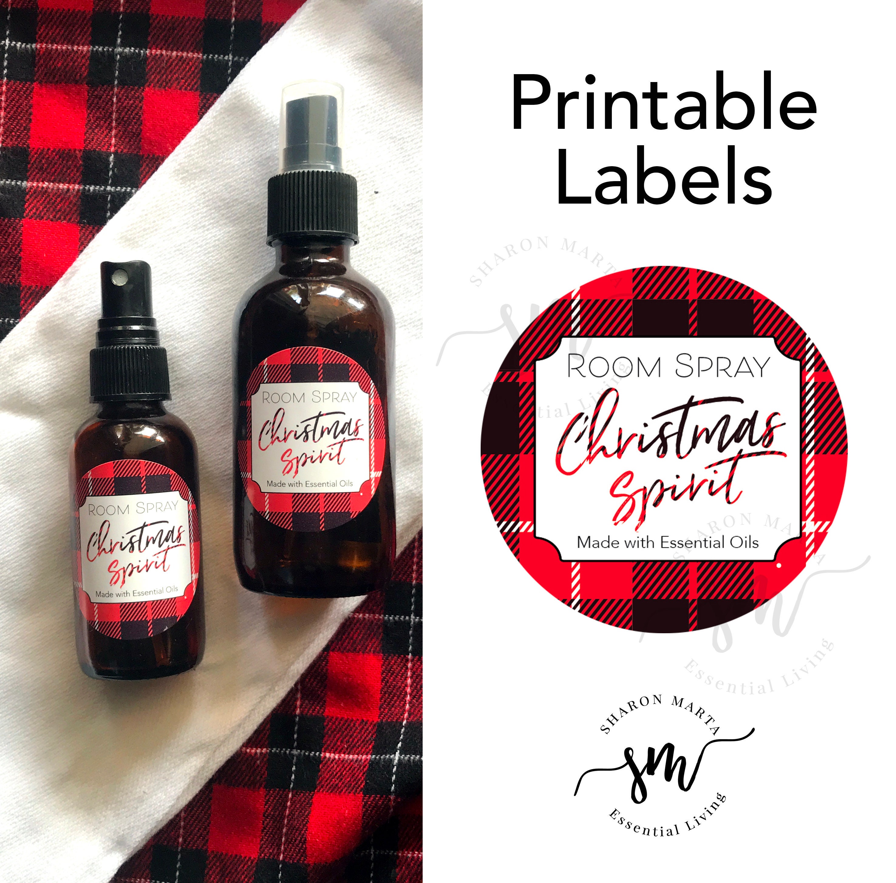 Printable Christmas Room Spray Label in Plaid Christmas Etsy