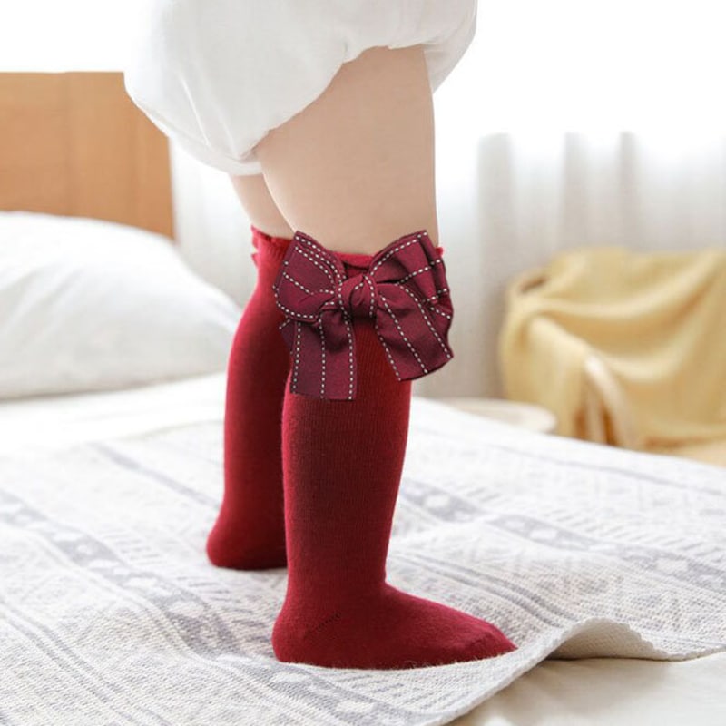 Chaussettes Hautes Genou Fillette Avec Noeud - Coton Blanc Enfant - 1 Paire Neuve Sans étiquette