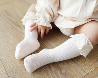 baby white knee high socks