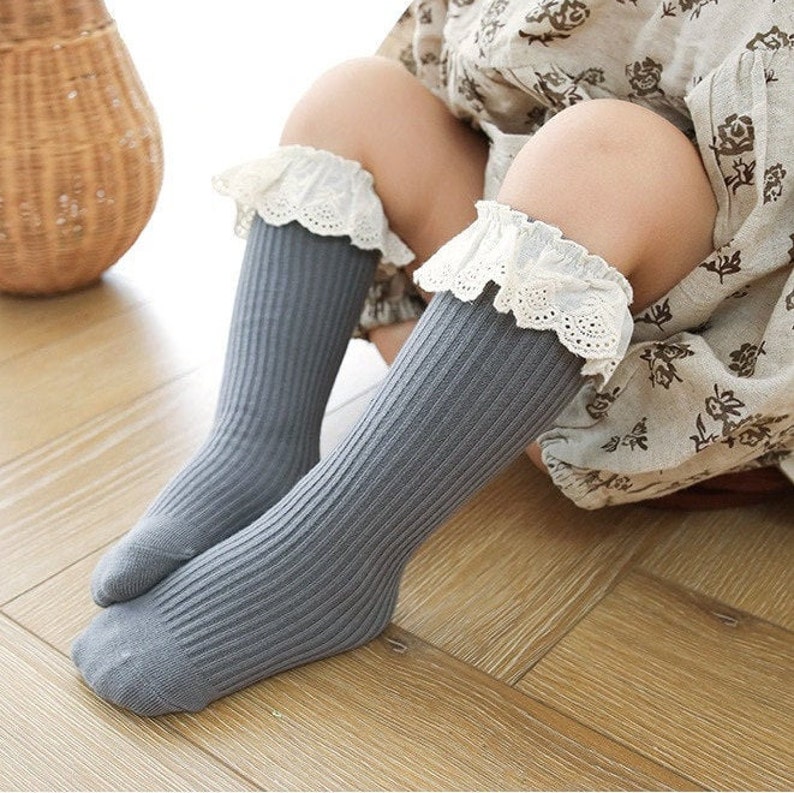 Knee High Ruffle Socks Knee High Socks Knee High Socks Etsy