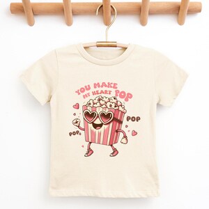 Maglietta per San Valentino Popcorn - Maglietta per bambini per San Valentino - Maglietta per bambini naturale - Maglietta per bambini per San Valentino retrò - Maglietta per bambini per San Valentino vintage carino