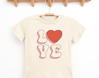 Personal valentine - Girls valentines shirt - retro - LOVE Valentines day Boho Cute Toddler T-shirt - Personalized Valentines day Shirt