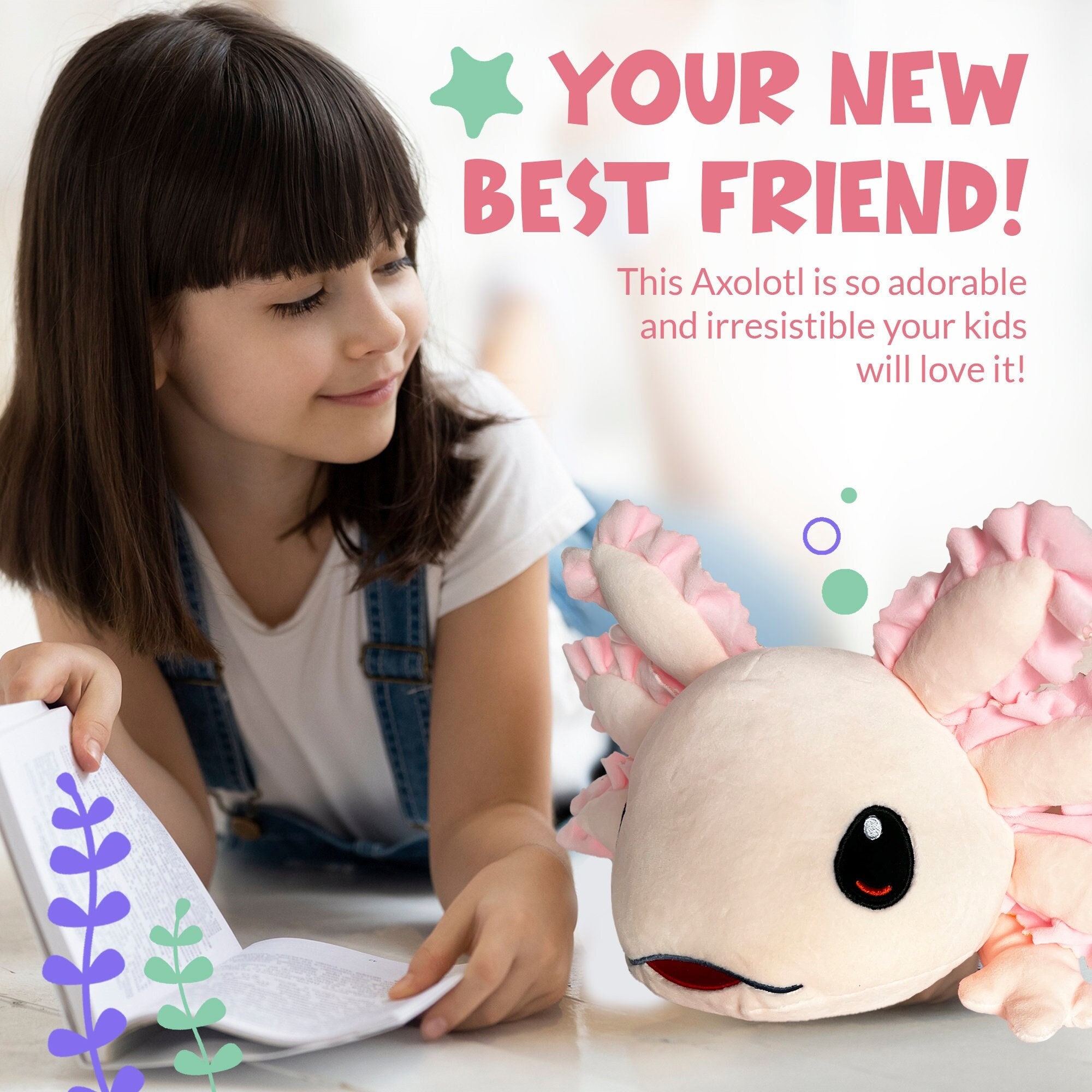 Axolotl Plush Toy,Soft Cute Axolotl Stuffed Animal Salamander Axolotl Plush  Doll Gifts for Boys Girls
