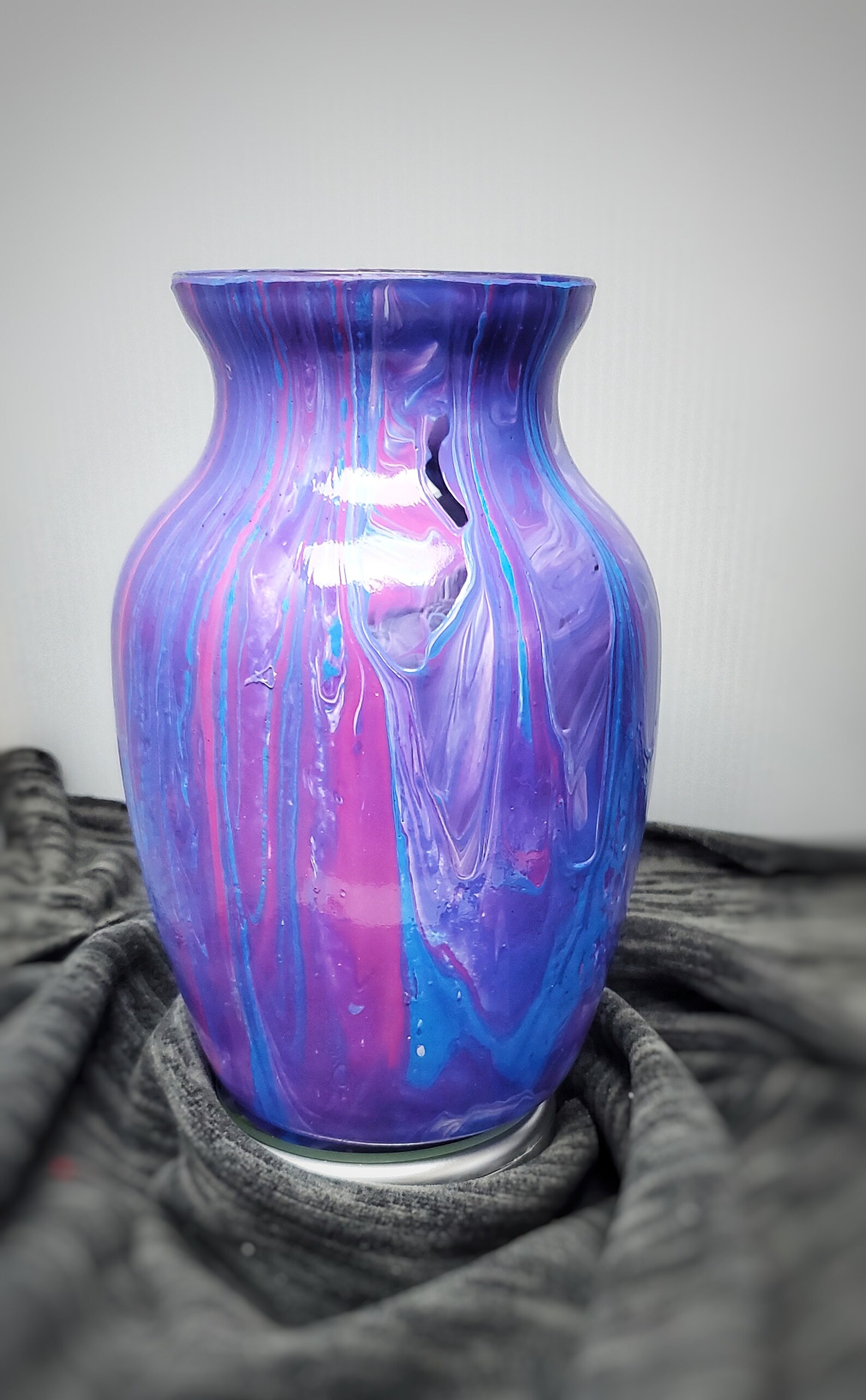 Fluid Art Vase Handmade Vases Home Décor Blue and Pink Etsy