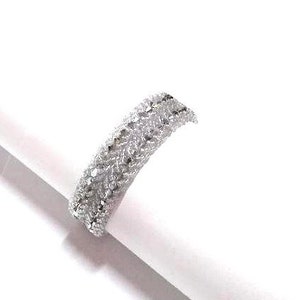 Handmade Silver Bead Woven Bracelet: Double Flat Spiral, 7&quot;