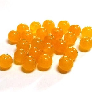 Smooth Round Yellow Jade Stone Beads 8 MM (24), Stone Beads, Yellow Jade Stone Beads, 8 MM Yellow Jade Beads, Jewelry Making Beads