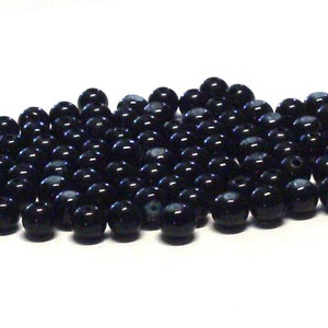 Mix of Smooth Round Opaque Black Glass and Acrylic Beads 8 MM (90), Black Beads, Black Glass and Acrylic, Round Black Beads