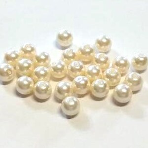 Peach Glass Pearl Beads: Smooth Round Jewelry Making Supplies (25) 8mm