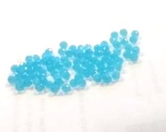 Frosted Baby Blue Faceted Glass Rondelles: Jewelry Making Beads (90) 3x4mm