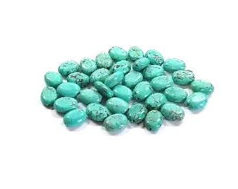 Turquoise Magnesite Beads: Flat Oval Stone Beads (35) 16 MM