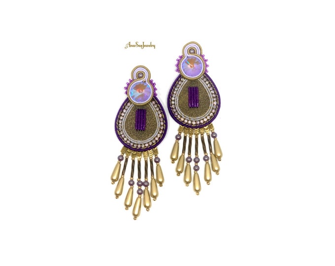 Marisha Purple Statement Earrings- Swarovski Crystals