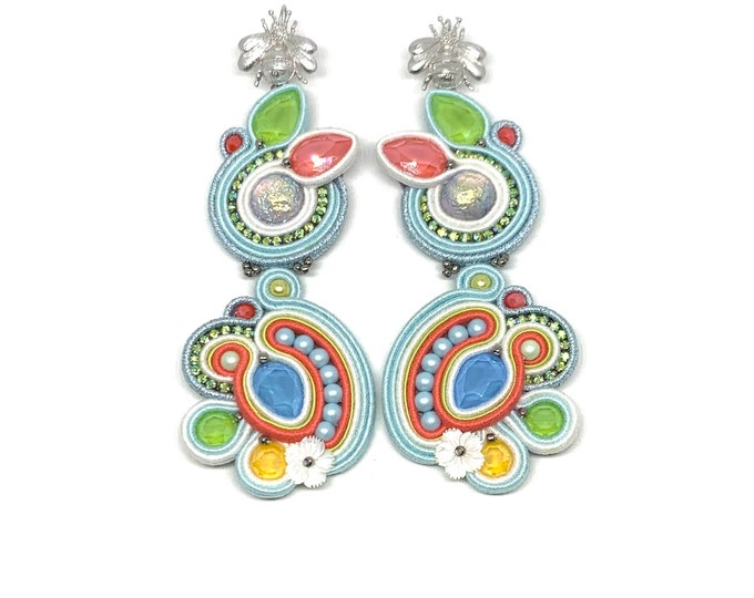 Aria statement Swarovski Soutache earrings