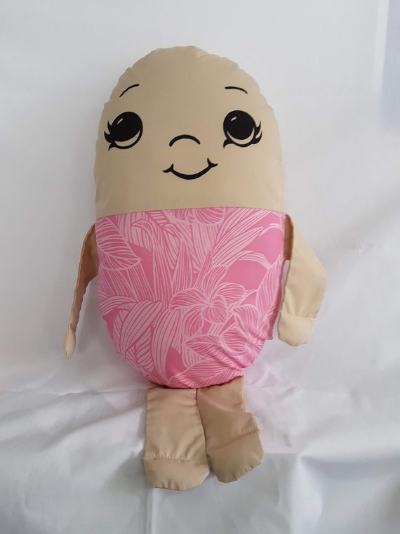 Hlarge Pink With White Print Hawaiian Humpty Dumpty Pillow Etsy