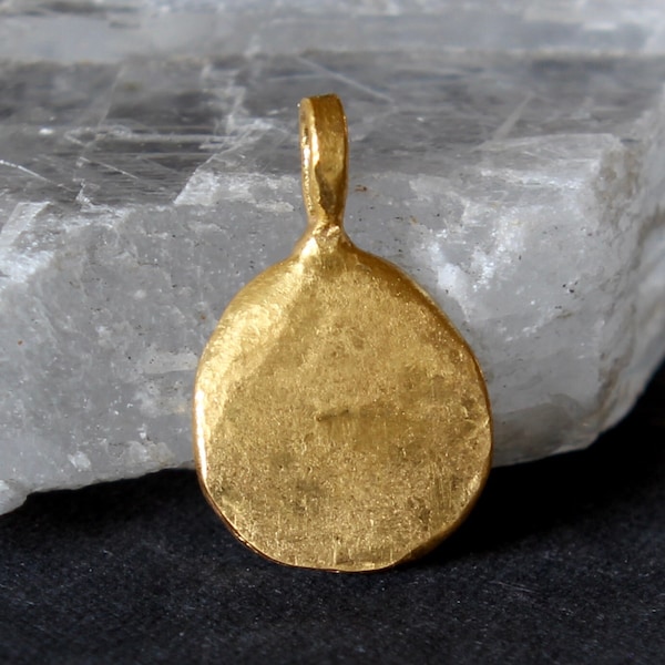 24K Gold Disc Pendant - Hand Forged Solid Gold Pendant - Organic Wabi Sabi Pure Gold Pendant -  15 Gram Pendant - Made To Order