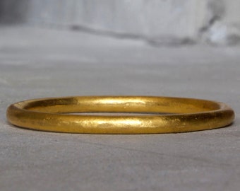 24K Gold Bracelet - Hand Forged Solid Gold Bangle - 5.33 MM Pure Gold Bracelet - Unisex Design - Made to Order