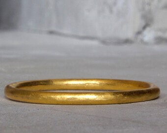 24K Gold Bracelet - Hand Forged Solid Gold Bangle - 5.1 MM Pure Gold Bracelet - Unisex Design - Made to Order