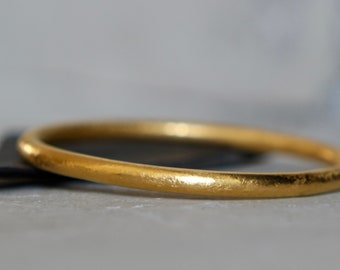24K Gold Bracelet - Hand Forged Solid Gold Bangle - 5 MM Pure Gold Bracelet - Unisex Design - Made to Order