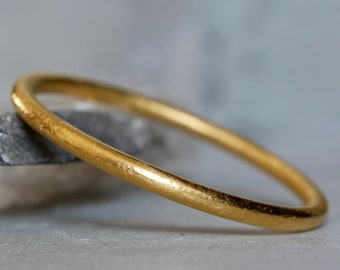 24K Gold Bracelet - Hand Forged Solid Gold Bangle - 5.1 MM Pure Gold Bracelet - Unisex Design - Made to Order