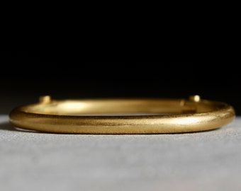 Custom Made 22K Gold Hinged Oval Bracelet - Hand Forged 22K Gold Bangle - 5.3 MM Oval Bracelet