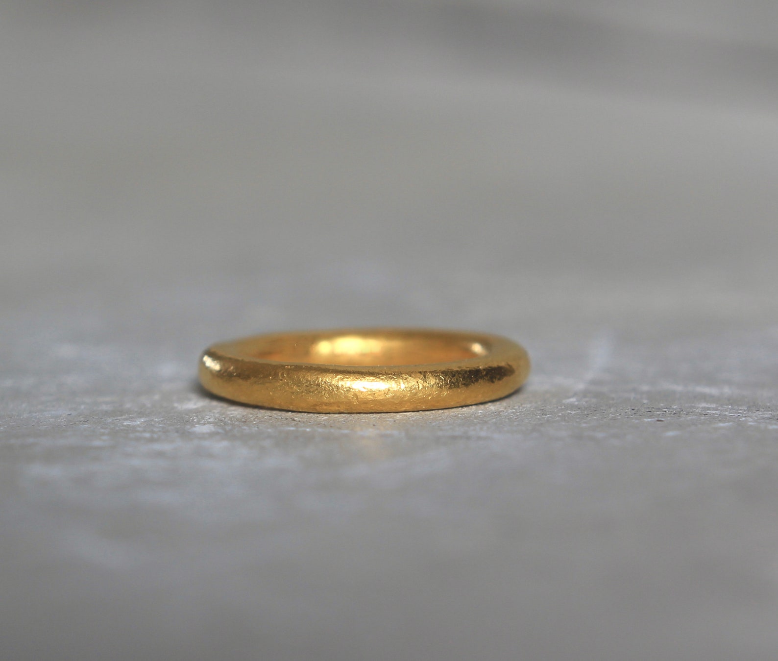 3 MM Round Profile Gold Ring Hand Forged Solid Gold Band Organic 24K ... — free download