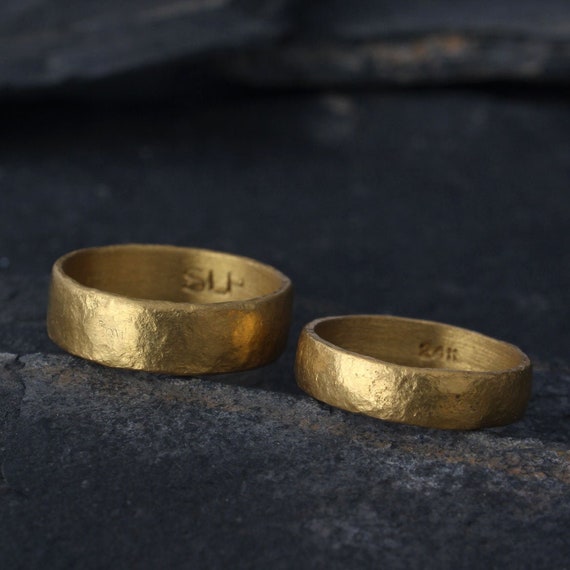 24k gold wedding band sets
