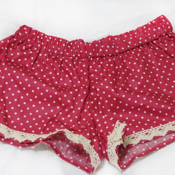 Size S Women's Sleepwear Shorts ~ Retro Queen ~ Polka Dot Princess~ Pijamas~Women's Pyjamas, Sleepwear, Boxer Shorts Lingerie Lounge Sleep