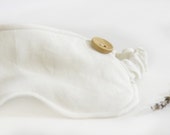 Sleep Mask ~ White French Linen with Button  ~ Face Mask Accessories Travel Eye Natural Linen Mothers day gift