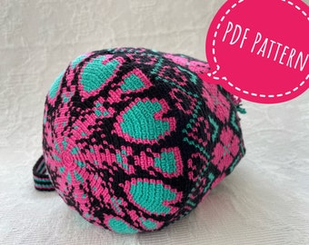 Crochet pattern, Wayuu mochila bag, tapestry technique, beautiful heart motives, colorful, PDF-file, DIY
