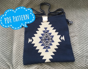 Crochetpattern shopper tapestry technique, geometric motive, multifunctional Crochet pattern, PDF-file, DIY