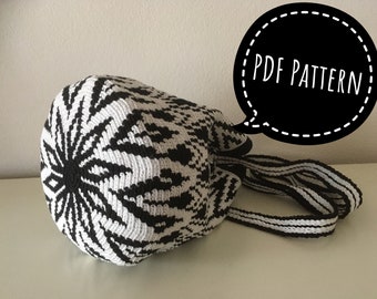 Crochetpattern Wayuu mochila bag with black and white and tapestry technique, beautiful motifs, Crochet pattern, colorful, PDF-file, DIY