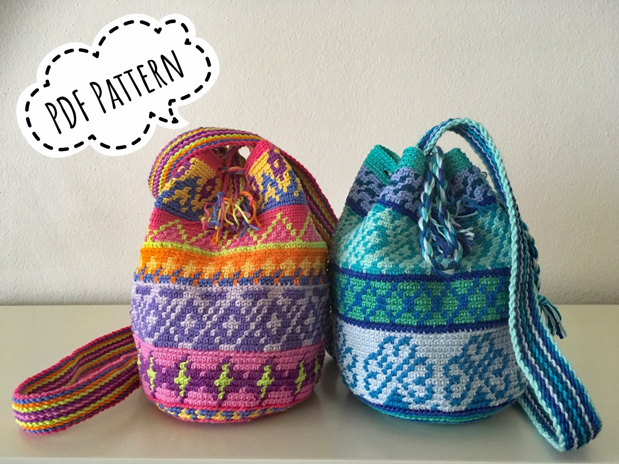 Wayuu Mochila Bag With Leftovers Cotton and Tapestry Technique Beautiful Motives Crochet Pattern Colorful Pdf file DIY Etsy Canada