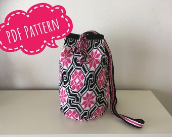 Renewed beautiful bag with tapestry technique, Norwegian motives, Crochet pattern, PDF-file, DIY