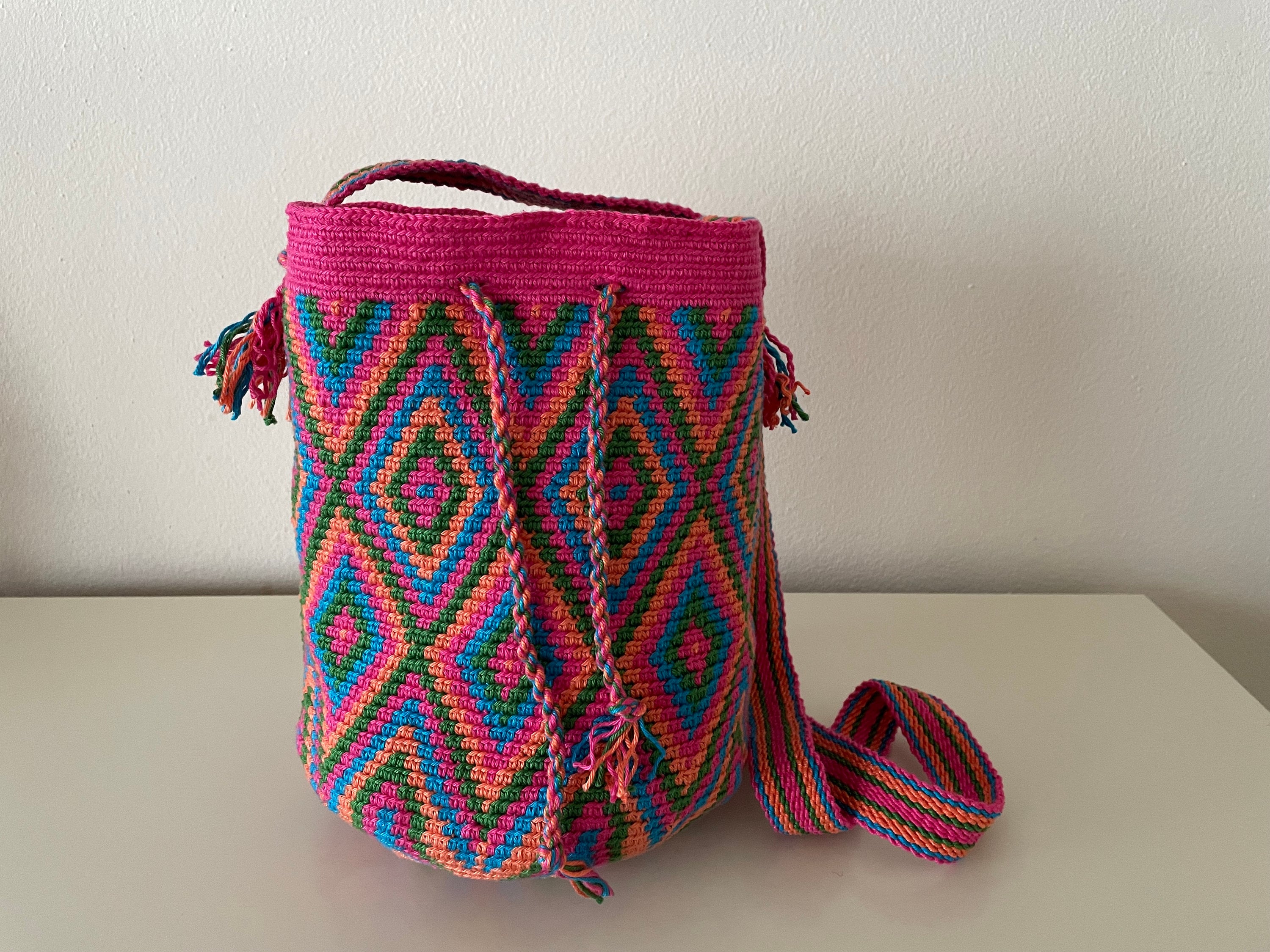 Trendy Colors Crochet Pattern Wayuu Mochila Ply Split Braiding Pdf file DIY Etsy Ireland