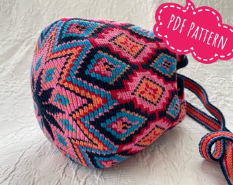 Crochet pattern, summer colors, Wayuu Mochila, Ply split braiding, PDF-file, DIY