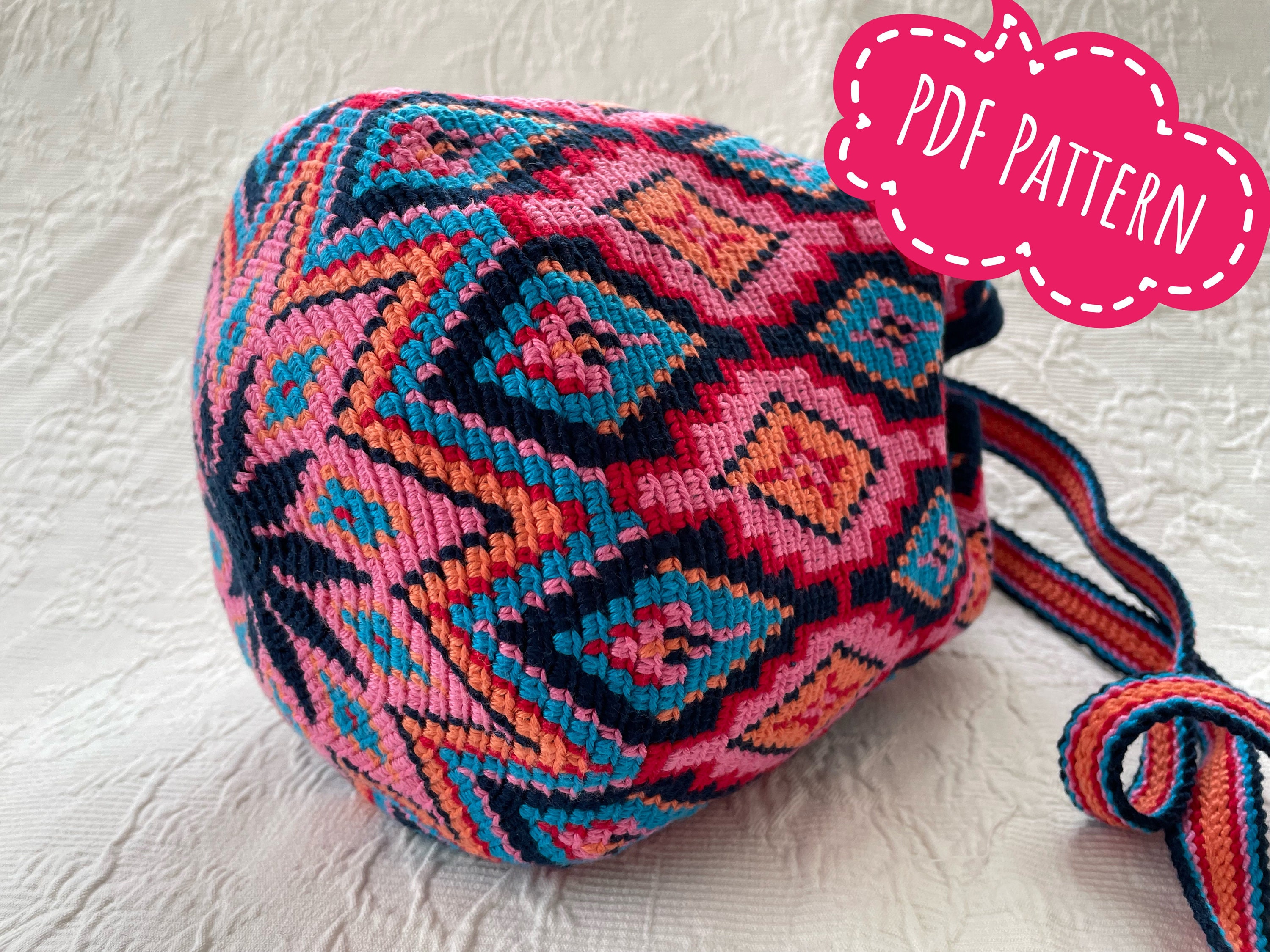 Crochet Pattern Summer Colors Wayuu Mochila Ply Split Braiding Pdf file DIY Etsy UK