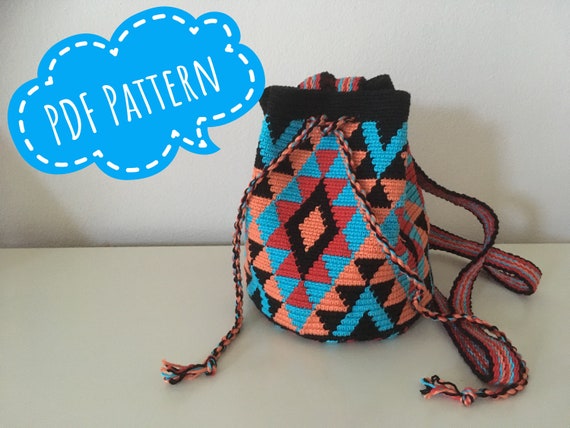 Trendy Colors Crochet Pattern Wayuu Mochila Bag Tapestry Technique Geometric Motives Colorful Pdf file DIY Etsy