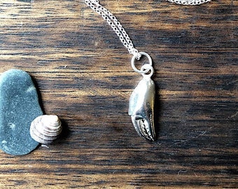 Silver Crab Claw Necklace - Seashell Necklace Port Isaac - Cornwall Crab Claw Jewellery