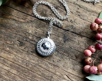 Handmade Sterling Silver Sun Flower Necklace - Silver Sunflower Necklace - Nature Inspired Necklace for Women