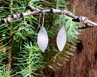 Handmade Sterling Silver Leaf Earrings  - Nature Inspired Earrings - Christmas Gift for Wife, Mother, Friend - Nature Handmade Jewellery