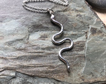 Silver Snake Necklace - Sterling Silver Handmade Snake Necklace for Women - Recycled Silver Snake Jewellery