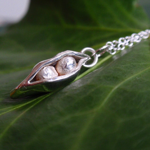 Sterling Silver Peapod Necklace Sterling Silver Necklace Pea Etsy