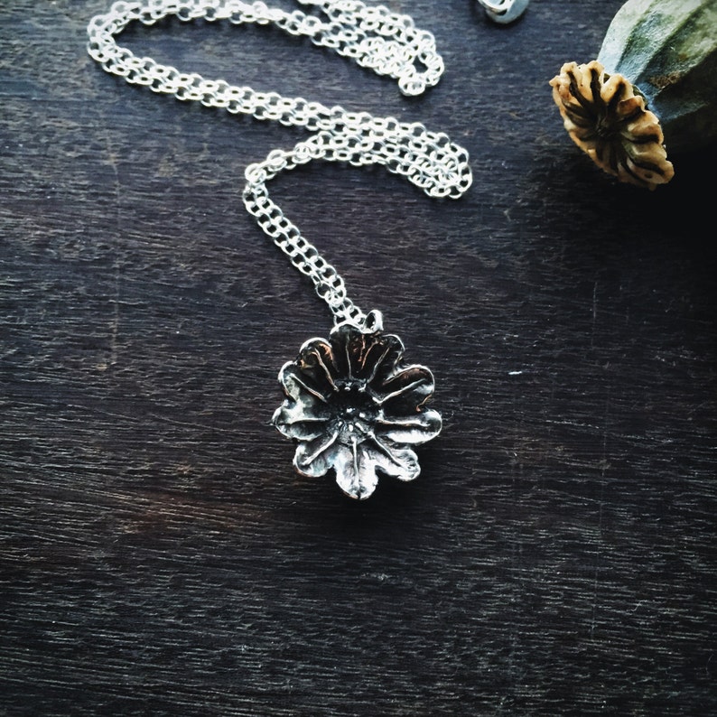 Sterling silver poppy seed head necklace botanical necklaces Etsy