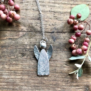 Handmade Silver Angel Necklace Sterling Silver Guardian Angel Necklace Spiritual Jewellery Rememberance Baby Loss Talisman image 1