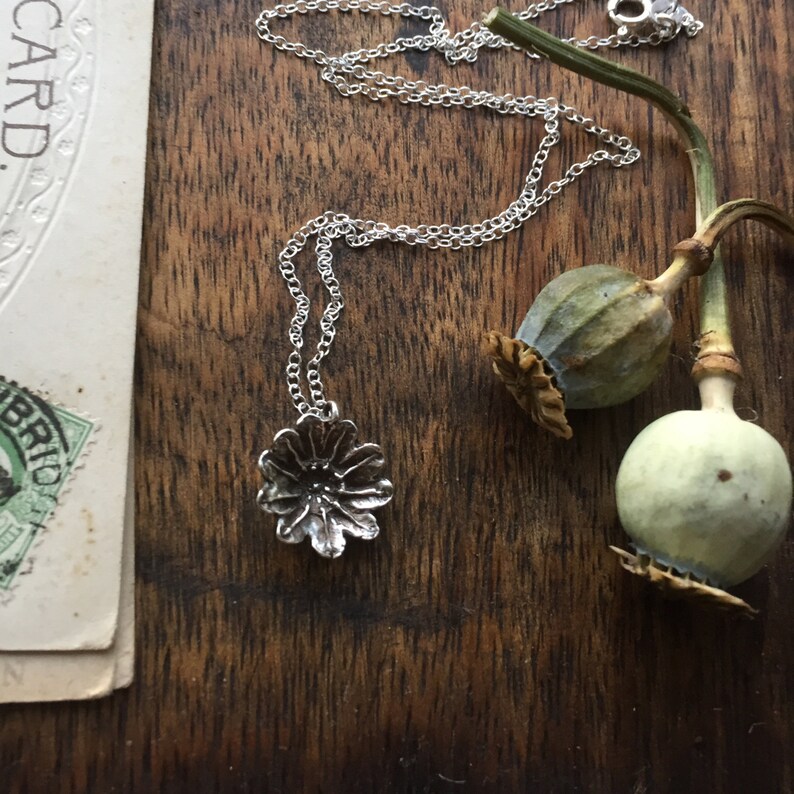 Sterling silver poppy seed head necklace botanical necklaces Etsy