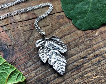 Silver Fig Leaf Necklace - Handmade Sterling Silver Leaf Necklace Fig - Nature Necklace for Her