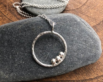 Handmade Silver Circle Necklace - Recycled Sterling Silver Handmade Family Necklace - Gift for Mother, Friend, or Girlfriend Gift