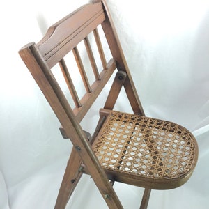 Childrens Folding Chair, Cane Seat, Antique image 8