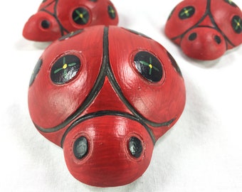 Lot de 3 décorations Lady Bug plâtre de Paris, vintage