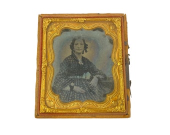 Antique Daguerreotype of a Lady, 9th plate, Hinge detached.